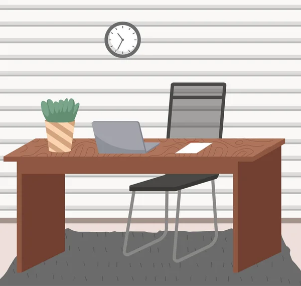 Organization Workplace Employee Design Worspace Room Space Working Office Arrangement — Stock Vector