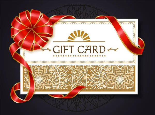 Gift Card Mandala Ornaments Ribbon Bow Decoration Certificate Ornaments Text — Stock Vector