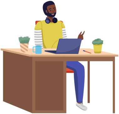 Ofis personeli, yönetici işi ve iletişim. Masadaki ofis çalışanı. Çalışma alanlarında çalışan iş adamları. İş arkadaşım. İş adamı ya da bürosunda çalışan bir tezgahtar.