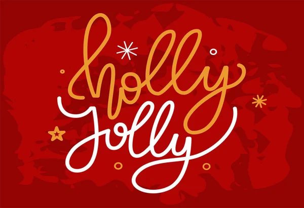 Holly Alegre Letrero Decorado Vacaciones Invierno Saludo Vector Ilustración Inscripción — Archivo Imágenes Vectoriales