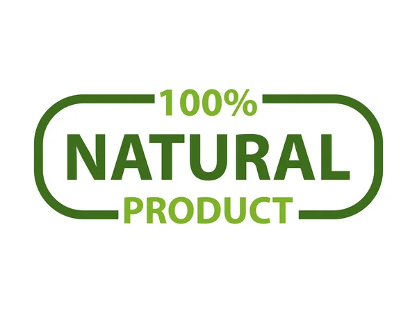 100 的天然产品保证框架中的孤立字母 化妆品 药品和生态材料的有机标志 标志设计 平面卡通风格的矢量插图 — 图库矢量图片