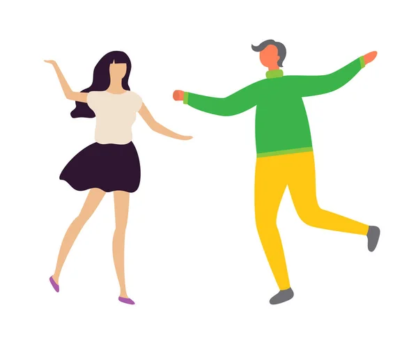 Ευτυχισμένο Ζευγάρι Χορευτών Κλαμπ Ντίσκο Άντρες Και Γυναίκες Απομονωμένους Χαρακτήρες — Διανυσματικό Αρχείο