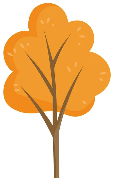 在枝条上有金黄色叶子的向量树 稀疏的棕色树干的森林或花园植物 美丽的秋景公园图解 白色背景上的孤立物体 — 图库矢量图片