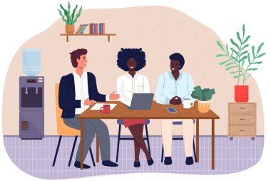 Ofis personeli, iş ve iletişim. Kafa ve astlar. Çeşitli işçiler, menajerler. Farklı seviyelerdeki üst düzey yöneticiler. Ofis çalışanları. İş arkadaşları. Meslektaşlar proje takım çalışmasını tartıştılar