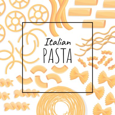Makarna seti. İtalyan geleneksel makarna karikatür çizimi ikonu, rotelle, spagetti, vermicelli. Yemek blogu ya da menü tasarımı için un ürünleri. Kuru malzeme, mutfak ve yemek teması, restoran.