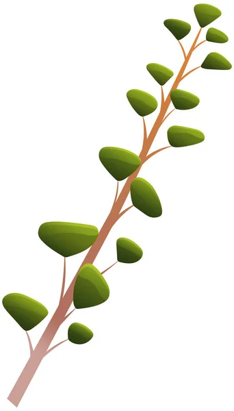 Stromovou Větev Zelenými Listy Plochá Vektorová Rostlina Přírodní Prvek Izolovaný — Stockový vektor
