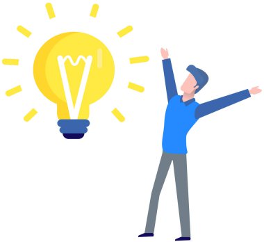 İnsanoğlu yeni bir proje, planlama fikri yaratır. İnsan, buluşunun el ele tutuşması, ampulün beyaza izole edilmesi yaratıcı fikrin sembolü, yeni çözümün. İş teknolojisi tasarımı