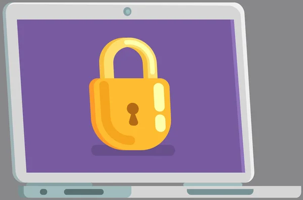 Pulsante Notifica Bloccato Sul Computer Portatile Campo Password Sicurezza Informatica — Vettoriale Stock