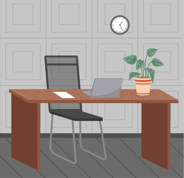 Organization Workplace Employee Design Worspace Room Space Working Office Arrangement — Stock Vector