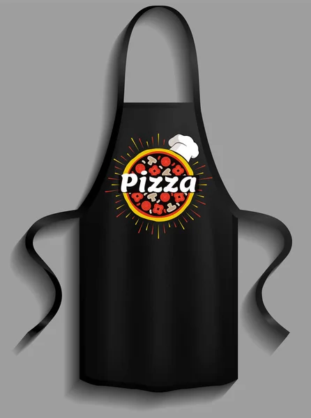 Förkläden Med Pizzeria Logotyper Kläder För Arbete Kök Skyddande Inslag — Stock vektor