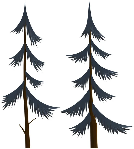 Vector Isolierte Karikatur Kiefer Auf Weißem Hintergrund Nadelwälder Grünbuschiger Weihnachtsbaum — Stockvektor