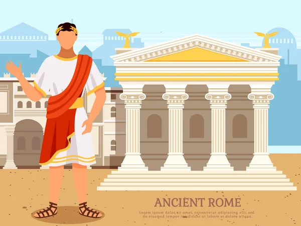Starověký Císař Poblíž Římského Panteonského Chrámu Sloupy Antický Kulturní Vektorový — Stockový vektor