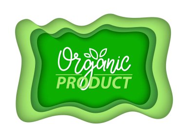 Organik gıda ve malzemeler, izole edilmiş yeşil logotler, yapraklı bitki elementleri, yapraklı elma ve bitkiler. Çizgi film tarzında vektör illüstrasyonu