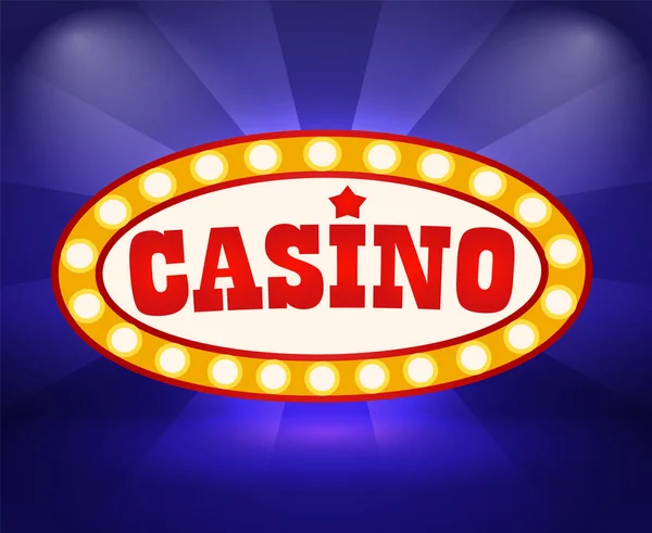 Casino Casa Apuestas Letrero Aislado Con Bombillas Brillantes Estilo Plano — Archivo Imágenes Vectoriales