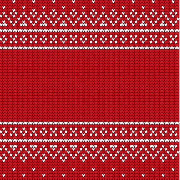 Tuch Mit Winterlichem Bastelmuster Auf Rot Weihnachtsstickerei Auf Wolltextilien Wiederholen — Stockvektor