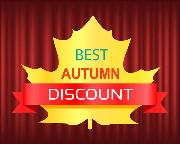Sale Card Decorated Best Autumn Discount Shopping Sign Yellow Leaf — Stock Vector