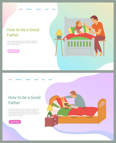 Jak Být Dobrý Otec Vektor Rodičovství Péče Muže Osoba Která — Stockový vektor