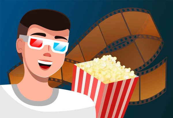 Ein Mann Sieht Sich Einen Film Mit Brille Und Sagt — Stockvektor