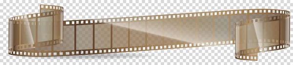 电影和摄影35毫米电影带模板 矢量平面元素的老式风格 带录音胶卷的电影片断隔离图标 带帧的电影摄影还原胶卷 — 图库矢量图片