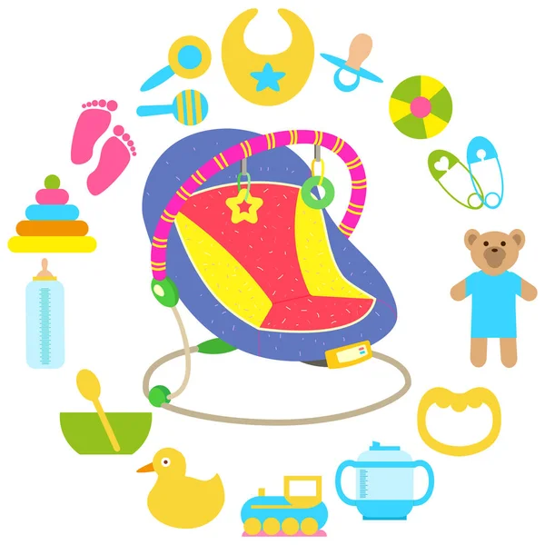 Automatic Baby Bouncer Child Gadjet Swing Bed Chaise Lounge Baby — ストックベクタ