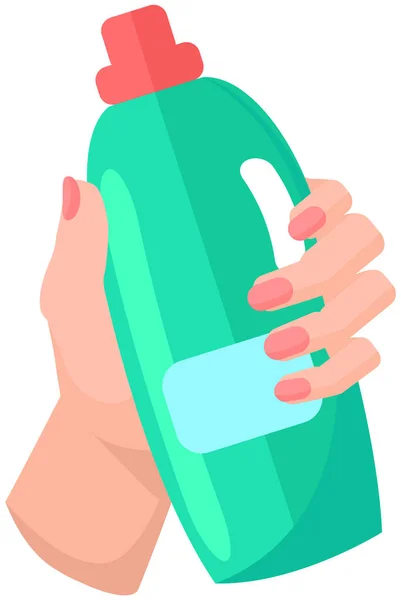 Καθαρισμός Υγρού Εικονιδίου Επίπεδου Διανύσματος Πλαστικό Μπουκάλι Αντισηπτικής Ουσίας Αντιβακτηριδιακό — Διανυσματικό Αρχείο
