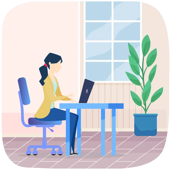 Businesswoman Entrepreneur Business Suit Working Her Office Desk Woman Sitting — 图库矢量图片