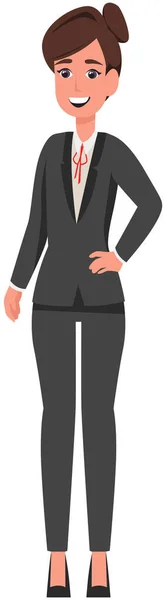 Femme Travaillant Dans Domaine Des Affaires Femme Affaires Souriante Costume — Image vectorielle