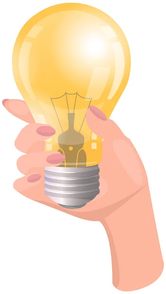 Stromnetz Lampe Glühbirne Menschlicher Hand Beleuchtung Heizung Künstliche Lichtquelle Elektrogerät — Stockvektor