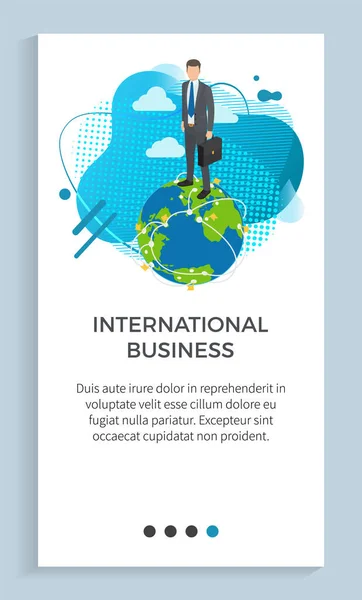 Internationale Business Vektor Poster Mit Text Geschäftsmann Anzug Und Krawatte — Stockvektor