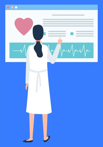 Krankenschwester Mit Bildschirmscannenden Personen Herzfrequenzvektor Technologien Der Medizin Medizinisches Personal — Stockvektor