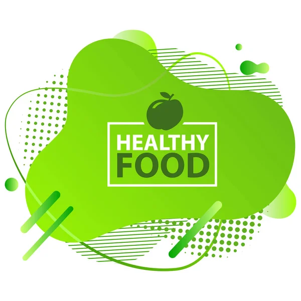 Etiqueta Alimentos Veganos Frescos Cartel Verde Producto Natural Base Hierbas — Vector de stock