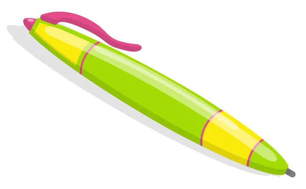 Bolígrafo Bolígrafo Con Tinta Herramienta Metal Plástico Coloreada Colores Rosa — Vector de stock