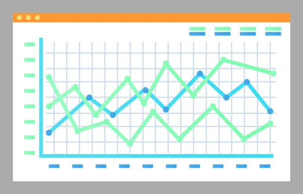 Grafik Diyagramlı Ekran Vektör Izole Sayfası Mali Istatistiklerin Gösterimi Büyümesi — Stok Vektör