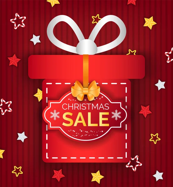Cartaz Promocional Venda Natal Com Dom Vetor Decoração Caixa Presente — Vetor de Stock