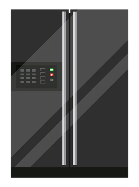 Холодильник Кухни Изолированный Электронный Прибор Панелью Управления Температурой Черный Холодильник — стоковый вектор