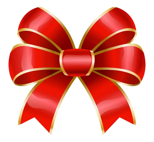 Ruban Rouge Noeud Avec Bordures Dorées Élément Décoratif Isolé Utilisé — Image vectorielle