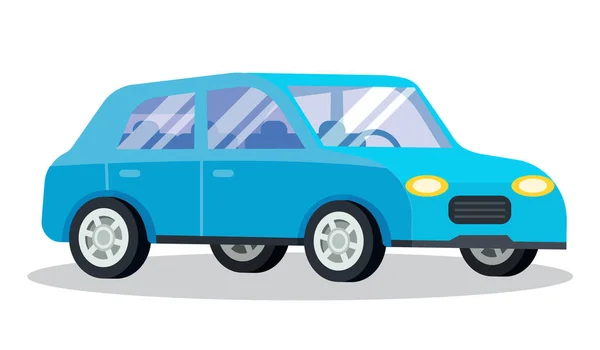被白色隔离的蓝色交通工具 旅行车也叫房车 运输车 复古自动驾驶和快速到达你的目的地 平面样式的矢量图解 — 图库矢量图片