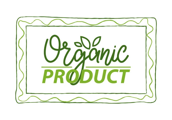 Yeşil Soyut Çerçeveli Menü Logosu Dikdörtgen Çerçevedeki Organik Ürün Etiketi — Stok Vektör