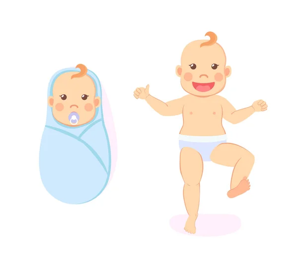 Milstolpar För Spädbarn Period Från Till Månader Nyfött Lindat Spädbarn — Stock vektor