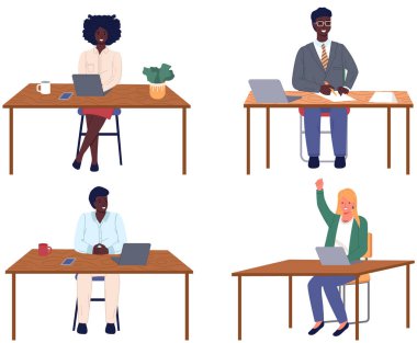 Ofis personeli, iş ve iletişim. Kafa ve astlar. Çeşitli işçiler, menajerler. Farklı seviyelerdeki üst düzey yöneticiler. Ofis çalışanları. İş arkadaşları. Meslektaşlar proje takım çalışmasını tartıştılar