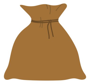 İple dolu bir çuval, Avrupa 'da hasat festivali havası. Kahverengi keten çanta içinde ürün, tarım logosu, tarım nesnesi, adil ya da festival işareti, çuval bezi vektörü