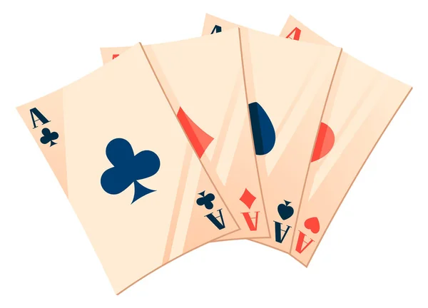 Vektor Karet Izolované Ikony Plochým Stylem Klubů Poker Hra Hazard — Stockový vektor