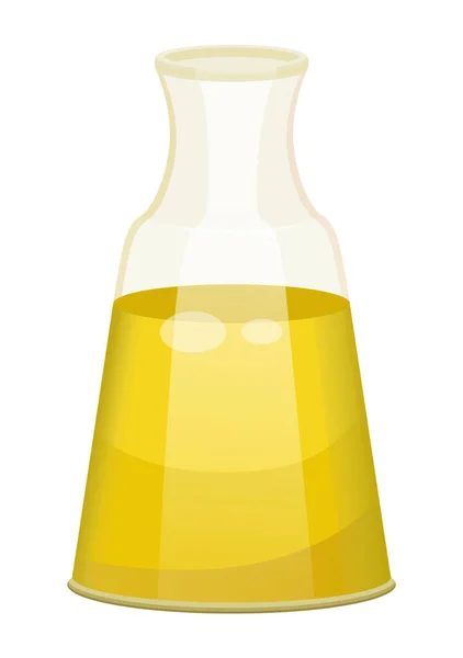 Скляна Пляшка Закрита Бунгало Золотою Рідиною Всередині Судина Язкою Очищеною — стоковий вектор