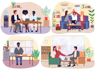 Ofis personeli, iş ve iletişim. Kafa ve astlar. Çeşitli işçiler, menajerler. Farklı seviyelerdeki üst düzey yöneticiler. Ofis çalışanları. İş arkadaşları. Meslektaşlar proje takım çalışmasını tartıştılar