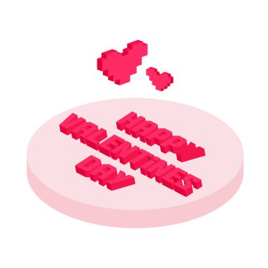 Valentine day pixel concept. 3d Gifts for boyfriend and girlfriend, wife and husband. Love isometric concept wallpaper, card. Happy Valentines Day 14 februare. Love, honesty, romantic, relationship