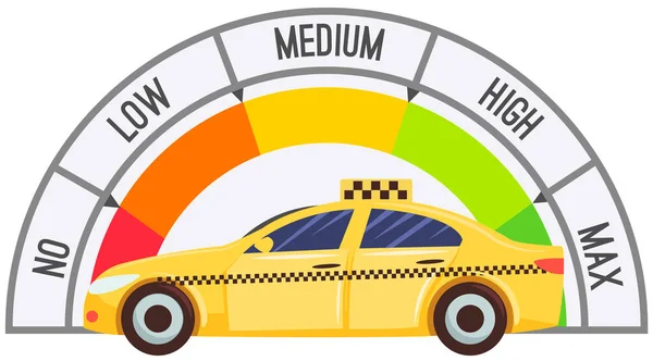 Speedometer Taxi Service Car Speed Control Tachometer Color Sectors Max — Stock Vector