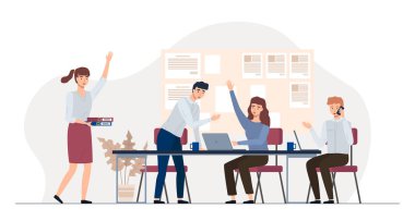 Business man and woman during economic crisis. Team of crisis managers solving businessman problems. Employees office workers with laptop . Global finance issue, losing profits or company bankruptcy