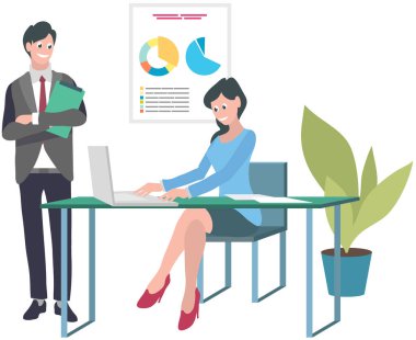 Business idea, plan strategy and solution. Business people discuss and analyze indicators on chart. Concept of new idea, thinking, innovation, creative idea for project, business plan development