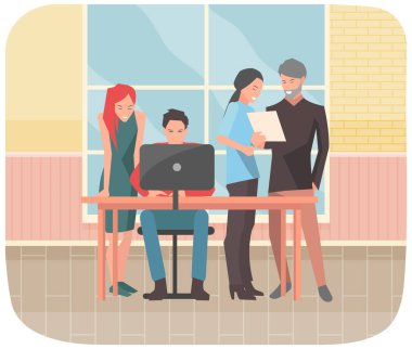 Ofis personeli, iş ve iletişim. Kafa ve astlar. Çeşitli işçiler, menajerler. Çalışma alanlarında çalışan iş adamları. Ofis çalışanları. İş arkadaşları. Meslektaşlar proje takım çalışmasını tartıştılar