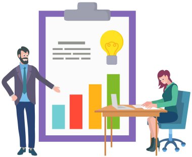 İş fikri, strateji ve çözüm planı. Takım çalışması, çözümü olan insanlar, fikir ampulü. Yeni fikir, düşünce, yenilik, proje için yaratıcı fikir, iş planı geliştirme, başlangıç